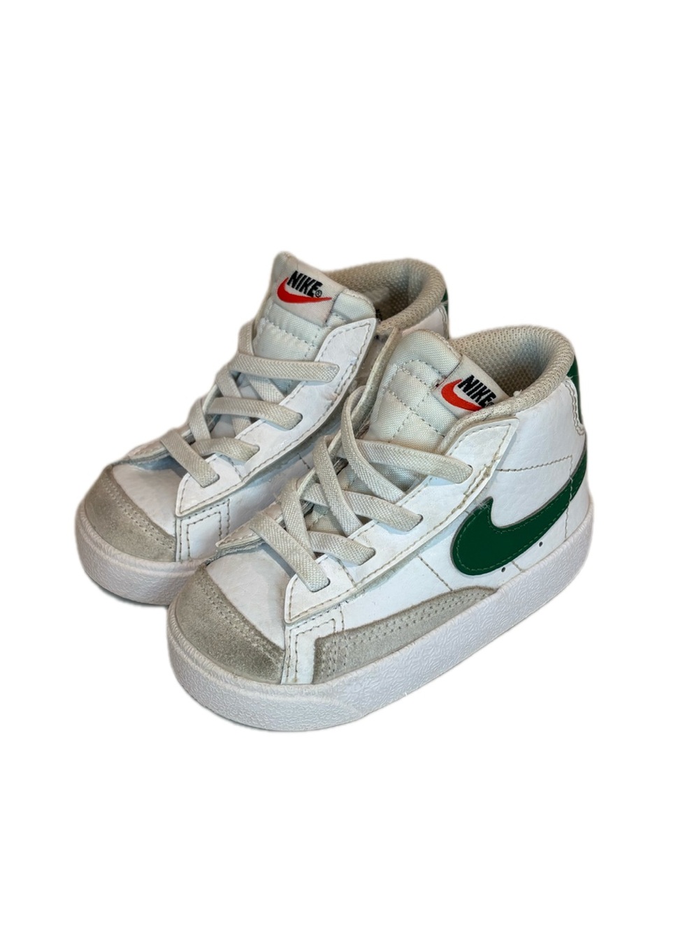 Nike Blazer Mid 77 TD Toddler Size 6C White Green Sneakers Velcro Easy On